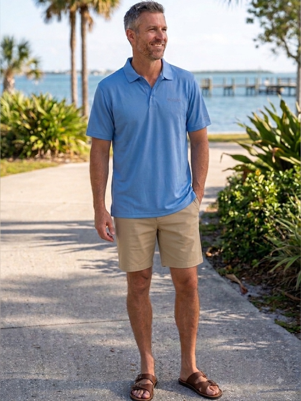 Columbia PFG Perfect Cast Polo Shirt in Sky Blue NWT